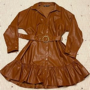 Zara Leather Shirt Dress